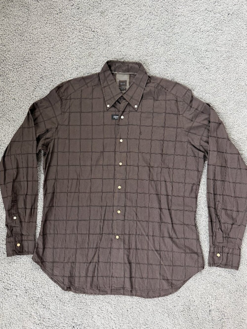 Mastai Ferretti Italian Luxury Shirt - Men's Size 17 1/2/44 - Brown Plaid - VGUC